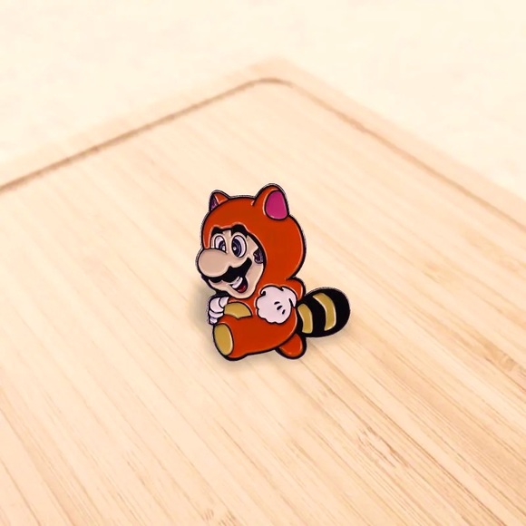 1 LEFT‼️ Super Mario Racoon Enamel Pin Italian Orange Panda Animal 90s Brooch - Picture 3 of 8